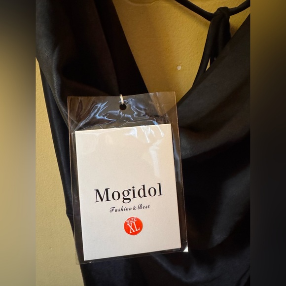 NWT Black Satin Formal Open Back Maxi Cocktail Dress Size XL - Picture 4 of 6